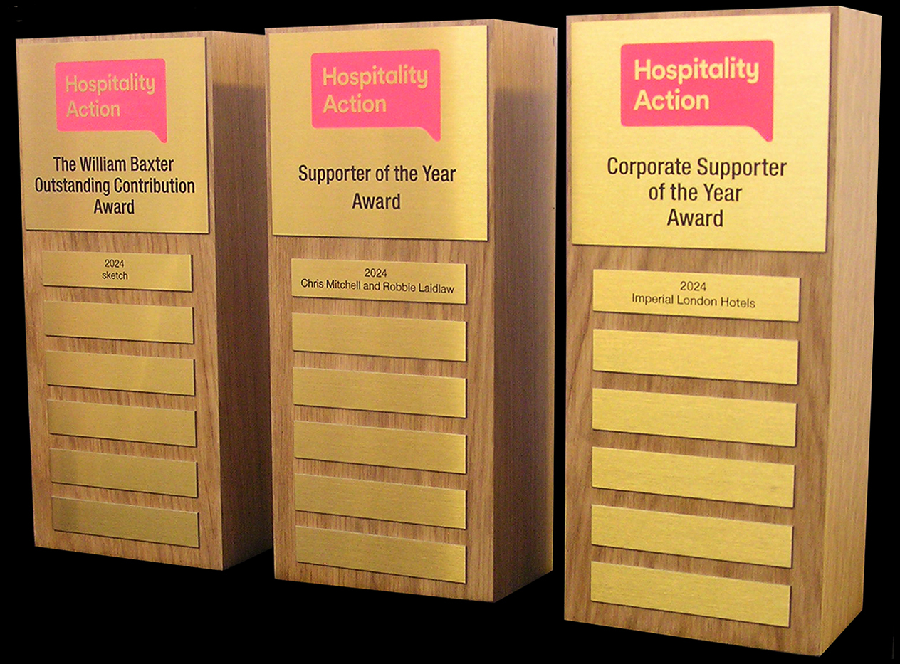 Gold Stainless Steel and Wood Awards